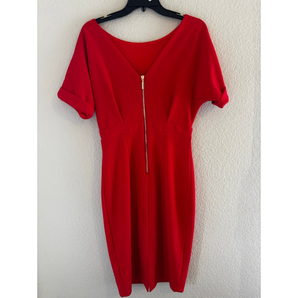 Women's ALEXIA ADMOR Red Short Sleeve Sheath Dress S - Picture 3 of 6